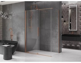 Mexen Velar, sprchový kút s posuvnými dverami 160(dvere) x 70(stena) cm, 8mm číre sklo, medená matná, 871-160-070-01-65