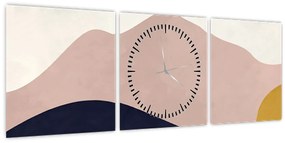 Obraz - Akvarelové hory N⁰2 (s hodinami) (90x30 cm)