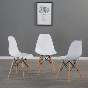 Moderné jedálenské stoličky, 4 ks, 4 rôzne farby, biele