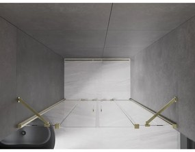 Mexen Velar Duo, posuvné dvere do otvoru 140x200 cm, 8mm číre sklo, zlatá lesklá, 871-140-000-02-50