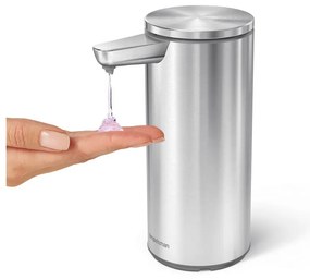 Bezdotykový oceľový dávkovač mydla v matne striebornej farbe 266 ml – simplehuman