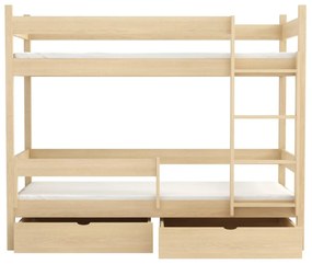 Detská poschodová posteľ z masívu borovice LEGEND so šuplíkmi - 200x90 cm - PRÍRODNÁ BOROVICA