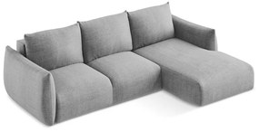 Svetlosivá rozkladacia rohová pohovka (pravý roh/s leňoškou) Leila – Makamii