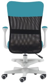 Detská stolička Neoseat MONKEY WHITE s podnožou — látka, biela / tyrkysová