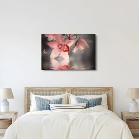 Obraz - Kvety a motýľ (90x60 cm)