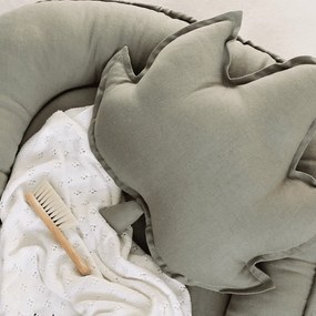 Ľanový vankúš javorový list olivová 43x43 cm