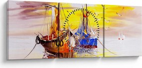 Obraz - Maľba loďou (s hodinami) (90x30 cm)