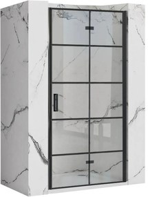 Rea Molier, skladacie sprchové dvere 90x190cm do otvoru, 6mm číre sklo, čierny profil, KPL-K1538