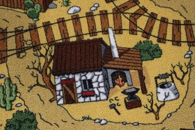 AladinWorld Expres, AKCIA: 120x170 cm Detský kusový koberec Western - obšitý zo všetkých strán, šíře, viacfarebná, filc, detská izba