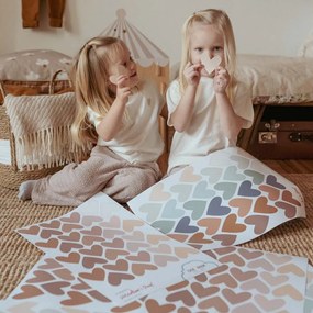 Samolepka do detskej izby sada srdca cappuccino ružová, modrá 6,5 cm