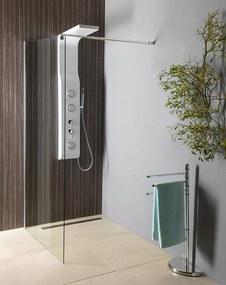 Aqualine Aqualine, WALK-IN stena na inštaláciu na múr so vzperou, jednodielna, 1000 mm, sklo číre, WI101
