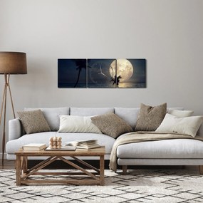 Obraz - Pláž s splnom (s hodinami) (90x30 cm)