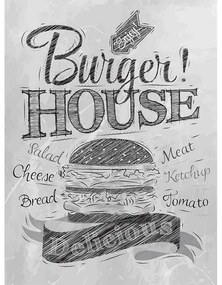 Ceduľa Burger House - White 40 x 30 cm