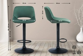 2x Barová stolička Camden - zamat, čierny rám - Zelená