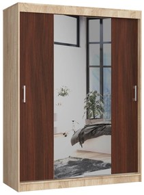 Šatníková skriňa Clotilde  (dub sonoma + wenge) (so zrkadlom). Vlastná spoľahlivá doprava až k Vám domov. 1069414
