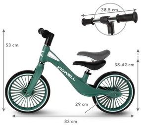 Kidwell NIX balančný bicykel tmavozelený – ľahký nylonový rám 3,05 kg, PU kolesá, EN71