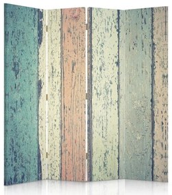 Ozdobný paraván Dřevěné desky - 145x170 cm, štvordielny, klasický paraván