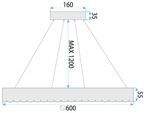 Toolight Toolight, LED závesné svietidlo 60cm, 40W, 4000K, MS019-CP, ružové zlato, OSW-09631