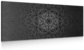 Obraz ornamentálna Mandala v čiernobielom prevedení - 100x50