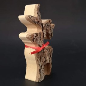 AMADEA Drevený jeleň s kôrou, masívne drevo, výška 8 cm