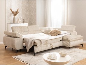 Béžová menčestrová rohová pohovka (pravý roh/do L) Marbeya – Ropez