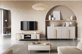 Konferenčný stolík Amilio 100 cm so zásuvkami - kašmírová / olejovaný dub