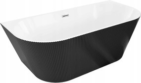 Mexen Oris voľne stojaca vaňa 170x80 cm, biela/čierna, chróm prepad