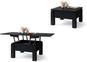 Mazzoni OSLO čierny mat, rozkladací konferenčný stolík s výškovo nastaviteľnou stolovou doskou