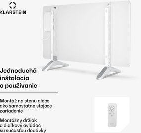 Klarstein Wonderglass infračervený panel | 480 W | 5-9 m² | Moderný dizajn zo skla | 90 cm x 58 cm