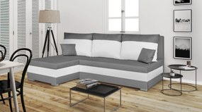 Rozkládací rohová sedací souprava GUSTO Šedá/Bílá