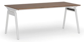 Kancelársky stôl PRIMO SIGMA, 180x90 cm, biela podnož, orech