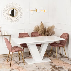 Rozkladací jedálenský stôl CLARK – biely lesk, 120–160 cm