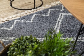 Koberec BERBER ASILA B5970, sivo - biely, strapce, Maroko Shaggy