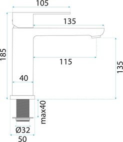 Rea Logan, umývadlová batéria h-185, medená matná, REA-B6696