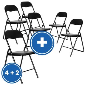 Skladacia konferenčná stolička Rosso 4 + 2 ZADARMO, čierna