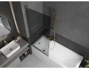 Mexen Next L, 1-krídlová vaňová zástena 80 x 150 cm, 6mm šedé sklo, zlatý lesklý profil, 895-080-000-03-40-50