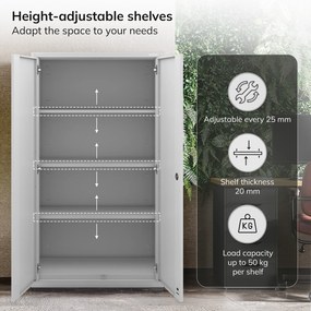 Kovová modulárna multifunkčná skriňa na podstavci sivá MEGAN 1600 x 900 x 400 mm