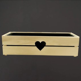 AMADEA Drevený obal na kvetináč so srdcom, 62x21,5x17cm Český výrobok