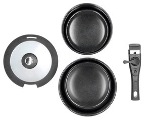 Hliníková súprava rajnice s nepriľnavým povrchom s odnímateľnou rukoväťou a pokrievkou 2 ks 2,4 l – Holm