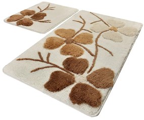 Hnedo-krémové kúpeľňové predložky v súprave 2 ks 60x100 cm Kırcicegi – Foutastic