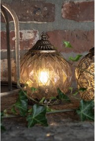 Medená sklenená svietiaca LED lampáš Balli - Ø 15*19 cm