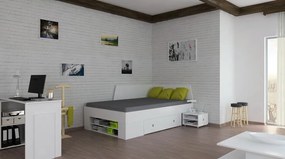Úložná posteľ so zástenou Junior 120x200 cm, biela