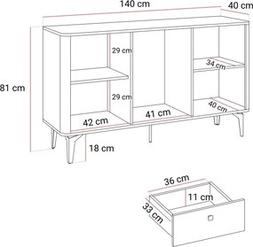 Dizajnová komoda AYLIN 140 cm kráľovský orech + kašmír