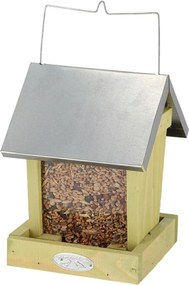 Závesné kŕmidlo pre vtáky Simi, 22x15,5x15,5 cm, drevo/kov, hnedá