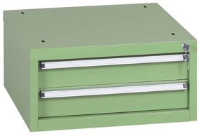 Závesný dielenský box na náradie k pracovným stolom do dielne GL, 2 zásuvky, 565 x 580 x 280 mm