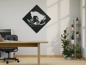 drevko Drevený obraz na stenu Horská cyklistika Rozmer obrazu: 32,5 x 32,5 cm, Farba dekorácie: Čierna