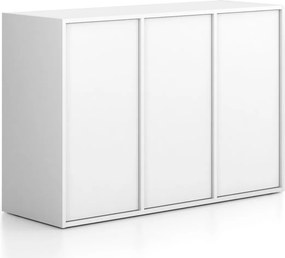 Kancelárska skriňa FRAME, nízka, 3 dvere, 1299 x 450 x 881 mm, PUSH-lock, biela