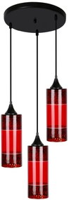 CLX Moderné závesné osvetlenie EMPOLI, 3xE27, 60W, čierna a červená