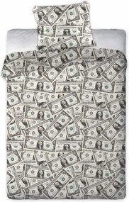 Bavlnená posteľná bielizeň s motívom dolárov