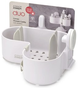 Biela plastová kúpeľňová polička bez vŕtania/rohová Duo – Joseph Joseph